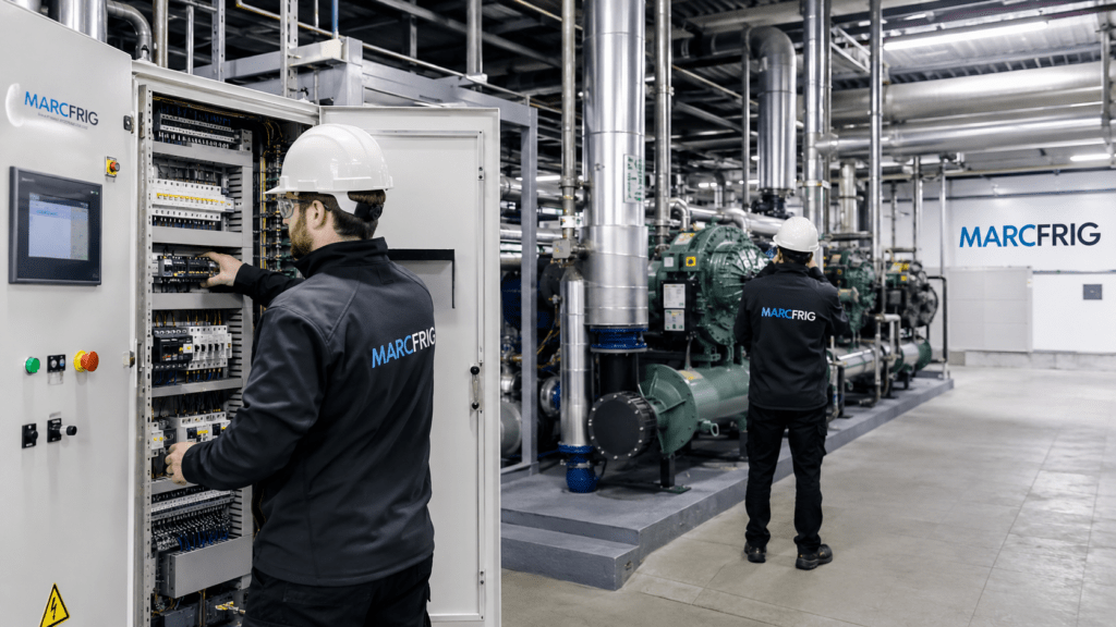 Empresa de frío industrial en Gipuzkoa realizando instalación frigorífica certificada para empresa industrial