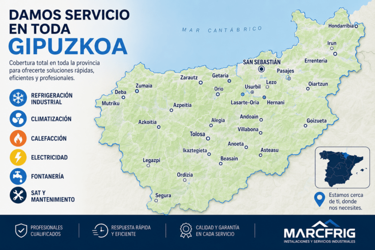 zona servicio SAT y Mantenimiento en Guipúzcoa MARCFRIG mapa